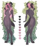  anthro bovid breasts caprine cloven_hooves color_swatch curled_horn curved_horn featureless_breasts featureless_crotch female floral_background goat hair heart_(marking) hi_res hooves horn long_hair long_legs mammal medium_breasts nude pink_eyes pink_hair pose solo standing tail tall thethinghidding unguligrade 