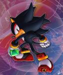  chaos_emerald clenched_hand full_body gem gloves highres holding holding_gem looking_at_viewer male_focus outline red_eyes shadow_the_hedgehog signature solo sonic_(series) sonic_adventure_2 tyler_mcgrath white_fur white_gloves white_outline zoom_layer 
