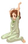  artist_request brown_eyes brown_hair clannad furukawa_nagisa pajamas short_hair solo tears 