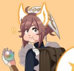  1girl absurdres animal_ears ankle_boots apron boots brown_hair cowlick deebyfeeby fire_emblem fire_emblem_heroes frilled_apron frills glowing_ears glowing_tail highres holding_orb looking_at_viewer looking_back ratatoskr_(fire_emblem) squirrel_ears squirrel_girl squirrel_tail tail 