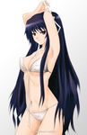  bikini blue_hair breasts covered_nipples kanzaki_kaori long_hair maisaki medium_breasts mouth_hold red_eyes solo swimsuit to_aru_majutsu_no_index 