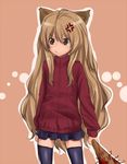  aisaka_taiga anger_vein angry animal_ears blood cat_ears rokuichi solo thighhighs toradora! zettai_ryouiki 