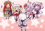  9law beamed_eighth_notes eighth_note flandre_scarlet hong_meiling izayoi_sakuya laevatein multiple_girls music musical_note patchouli_knowledge quarter_note remilia_scarlet singing touhou translated 