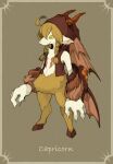  animal_ears blonde_hair braid brown_background brown_vest capricorn_(zodiac) fish_hood fur_bracelet furry furry_male goat_boy goat_ears highres horns large_arm maniani original satyr twin_braids vest zodiac 