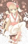  bad_id bad_pixiv_id blonde_hair bonnet flower gosick green_eyes hat high_heels holding holding_pipe long_hair moai_(aoh) pipe rose shoes sitting solo victorian victorica_de_blois 