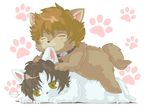  animal bad_id bad_pixiv_id brown_hair hige kiba lying male_focus multiple_boys paws shiroinu wolf wolf's_rain yellow_eyes 