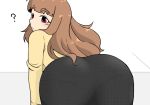  ass ass_focus binkyrex2 brown_hair kamiya_nao pantylines red_eyes shirt thick_eyebrows yellow_shirt 