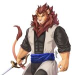 adrovmike adrovmike_art anthro clothed clothing digital_media_(artwork) felid fur hair hi_res lion male mammal muscular muscular_anthro muscular_male pantherine raion_seyfrid simple_background solo tail