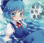  album_cover blue_hair cirno cover cover_page furigana highres iosys kito_(sorahate) ribbon scan solo touhou water 
