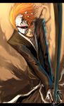  artist_request bankai bleach blood kurosaki_ichigo male_focus orange_hair skull solo sword tensa_zangetsu_(bankai) weapon yellow_eyes 