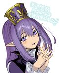  elf elvaan final_fantasy final_fantasy_xi hat long_hair pointy_ears prishe purple_eyes purple_hair robina solo 