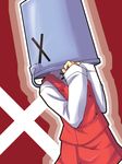 bucket bucket_on_head hidamari_sketch object_on_head parody satakeyura school_uniform solo yuno 