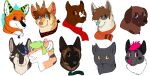2013 aliasing ambiguous_form ambiguous_gender angry antlers black_body black_ears black_fur black_markings black_nose blep blue_mane blue_nose bluekyokitty blush boxer_(dog) brown_antlers brown_body brown_eyes brown_fur brown_hair brown_inner_ear brown_nose bulldog canid canine canis checkered_kerchief checkered_neckerchief countershading digital_drawing_(artwork) digital_media_(artwork) domestic_dog eyebrow_through_hair eyebrows eyewear felid flat_colors floppy_ears fox freckles frown fur green_ears green_hair grey_body grey_eyes grey_fur grey_nose grey_sclera group hair headshot_portrait horn hybrid jewelry looking_at_another lop_ears mammal mane markings mastiff mixed_breed molosser multicolored_ears neckerchief necklace notched_ear nuzzling one_eye_closed orange_body orange_eyes orange_fur orange_scarf orange_sclera pantherine pattern_kerchief pattern_neckerchief pink_blush pink_eyes pink_hair pink_inner_ear pink_nose pink_tongue pit_bull portrait purple_eyes red_eyes red_scarf scarf sebdoggo simple_background smile snout spots spotted_body spotted_fur spotted_inner_ear spotted_nose striped_ears sunglasses tan_body tan_fur tan_horns tiger tongue tongue_out translucent translucent_hair two_tone_ears white_background white_body white_eyebrows white_fur white_inner_ear wolf