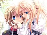  1girl blonde_hair blue_eyes brown_hair game_cg kanojo_tachi_no_ryuugi long_hair miyama-zero shirogane_tobari togetsu_kotarou 