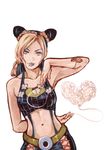  black_hair blonde_hair bug butterfly chounorin double_bun heart insect jojo_no_kimyou_na_bouken kuujou_jolyne midriff multicolored_hair solo stone_ocean string tattoo two-tone_hair 