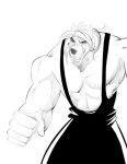 abs alexzandr_sokolov anthro biceps black_clothing black_nose broad_shoulders canid canine canis clenched_teeth clothing eyebrows fist hi_res male mammal mikeknight19 muscular pecs sketch solo teeth unitard wolf wrestler