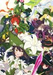  6+girls ankle_boots bandanna black_hair black_lily_musketeer_hermann blonde_hair blue_eyes blue_hair boots breasts cardfight!!_vanguard cherry_blossom_musketeer_august cleavage cleavage_cutout feathers flower frills gloves green_eyes green_hair grey_hair hat hibiscus_musketeer_hannah lily_of_the_valley_musketeer_kaivant lily_of_the_valley_musketeer_rebecca long_hair multiple_girls musketeer_of_water_lily_ruth neo_nectar purple_eyes queen_of_the_night_musketeer_daniel red_hair short_hair tulip_musketeer_almira tulip_musketeer_mina turnip_musketeer_kira white_hair white_lily_musketeer_cecilia yellow_eyes 