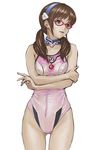  adapted_costume brown_hair evangelion:_2.0_you_can_(not)_advance glasses green_eyes highres konta long_hair makinami_mari_illustrious neon_genesis_evangelion rebuild_of_evangelion solo swimsuit 