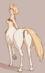 areola blonde_hair breasts centaur cutesune equid equid_taur female fur hair hi_res humanoid_taur mammal mammal_taur nipples nude prosthetic seraphine_(cutesune) solo taur white_body white_fur yellow_eyes