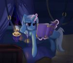 absurd_res blue_body book candle equid equine female feral friendship_is_magic hair hasbro hi_res hooves horn lit_candle magic mammal my_little_pony neoncel quadruped reading smile solo trixie_(mlp) unicorn