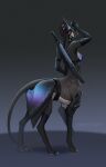 acrador acrataur belt blue_eyes bottomwear bra centaur clothing collar dreadlocks equid equid_taur fangs female hi_res humanoid_taur mammal mammal_taur melee_weapon mindmachine skirt solo sword sword_sheath tail taur teeth underwear weapon weapon_holster