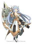  aqua_hair armor elbow_gloves gloves go_robots gun purple_eyes solo thighhighs waguruma! weapon wings 