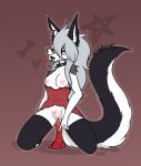 anthro breasts canid canid_demon canine canis demon dildo female genitals hellhound helluva_boss hi_res loona_(helluva_boss) mammal naholadydragon pussy sex_toy solo wolf