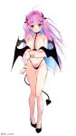  1girl ahoge black_panties blue_hair breasts colored_inner_hair covering_nipples demon_horns demon_tail demon_wings ex_idol hair_ornament heart heart_hair_ornament highres hololive horns large_breasts long_hair looking_at_viewer minato_aqua multicolored_hair panties pubic_tattoo purple_eyes simple_background solo streaked_hair tail tattoo two-tone_hair underwear virtual_youtuber white_background wings x_hair_ornament 