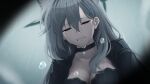  1girl black_choker black_dress blue_archive choker closed_eyes crying dress hair_ornament hairpin junu_(jwoo5627) long_hair pov rain shiroko_(blue_archive) shiroko_terror_(blue_archive) streaming_tears tears teeth wet wet_hair 