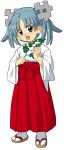  1girl :d alternate_costume blue_eyes blue_hair blush child commentary english_commentary full_body gohei hair_ornament hakama hakama_skirt happy head_tilt highres holding japanese_clothes kasuga_(kasuga39) leaf long_sleeves looking_at_viewer miko oonusa open_mouth parted_bangs puzzle_piece puzzle_piece_hair_ornament red_hakama sandals sash short_hair short_twintails simple_background skirt smile solo standing tabi transparent_background twintails wide_sleeves wikipe-tan wikipedia 