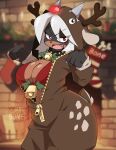 anthro_art christmas deer female furry_pokemon generation_2_pokemon hi_res holidays houndoom invalid_tag mammal new_world_deer nintendo pokemon pokemon_(species) reindeer skwidbone