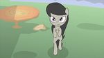  animated black_hair changeling equine fangs female feral fight friendship_is_magic green_eyes hair horn horse kanashiipanda kicking mammal my_little_pony octavia_(mlp) outside pony purple_eyes strangle table 