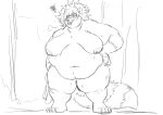 2023 4_toes anthro belly big_belly big_breasts breasts claws feet female finger_claws fingers fur hair hi_res hindpaw mammal narissara_(volkenfox) navel nipples nude obese obese_anthro obese_female overweight overweight_anthro overweight_female paws procyonid raccoon sketch solo standing toes towel volkenfox