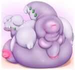 absurd_res anus balls bboing belly big_belly big_breasts breasts clenched_anus feral generation_6_pokemon genitals goodra gynomorph hi_res huge_breasts humanoid_genitalia humanoid_penis hyper hyper_breasts intersex looking_at_viewer looking_back lying nintendo nipples on_front penis pokemon pokemon_(species) puffy_anus solo tongue tongue_out