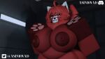 3d_(artwork) anthro asimovad big_breasts big_butt breasts butt clothing curvy_figure digital_media_(artwork) female fur hair hi_res legwear red_body red_eyes red_fur red_hair smile solo thick_thighs thigh_highs vivian_red voluptuous voluptuous_female white_ears