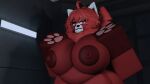3d_(artwork) anthro asimovad big_breasts big_butt breasts butt clothing curvy_figure digital_media_(artwork) female fur hair hi_res legwear red_body red_eyes red_fur red_hair roblox robloxian smile solo thick_thighs thigh_highs vivian_red voluptuous voluptuous_female white_ears
