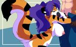  anthro big_breasts black_penis breasts butt chalo duo edit eyes_closed feline fellatio female fur hair hi_res invalid_tag las_lindas male mammal nipples nude oral oral_sex orange_fur penis pose purple_hair sex shopped straight tiger tiggs white_fur 