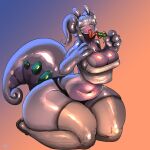 1:1 2022 4_fingers absurd_res belly breasts clothing eyewear female fingers food gausscannon generation_6_pokemon glasses goodra grey_body hair hi_res legwear nintendo pokemon pokemon_(species) popsicle purple_body solo tail thick_thighs tongue topwear