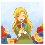  778-go :d bad_id bad_pixiv_id flower happy ib mary_(ib) open_mouth smile 