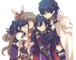  1boy 3girls blue_eyes blue_hair chrom_(fire_emblem) cynthia_(fire_emblem) family father_and_daughter fire_emblem fire_emblem:_kakusei grey_hair husband_and_wife krom long_hair lucina mother_and_daughter multiple_girls satori siblings sisters sumia wife 