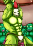 anthro bone bottomwear bound clothing digital_media_(artwork) goblin green_body green_skin group group_sex hands_tied hi_res humanoid lizardman loincloth male male/male red_panda_mirr rope scalie sex simple_background skull terraria witch_doctor_(terraria) wrists_tied