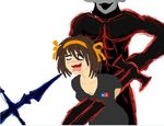  ahegao artist_request backstab dark_souls ribbon souls_(from_software) suzumiya_haruhi suzumiya_haruhi_no_yuuutsu yellow_ribbon 