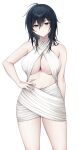  1girl absurdres black_hair breasts cleavage dress foxie30 highres large_breasts navel original underboob white_dress yokoyama_ishimi 