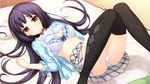  bed bra game_cg karakouji_orie long_hair love_sick_puppies sankuro skirt thighhighs underwear 