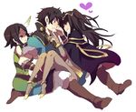  1boy 2girls artist_request black_hair blush family fire_emblem fire_emblem:_kakusei jewelry lots_of_jewelry mother_and_daughter multiple_girls nintendo noire_(fire_emblem) ronku sarja satori tharja 