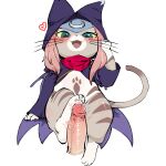&lt;3 1:1 absurd_res aka_leopard anthro biped blush blush_lines bodily_fluids bottomless brown_body brown_fur cape cat_smile cat_tail clothed clothed_anthro clothing countershade_face countershade_torso countershading cum cum_on_feet cute_fangs disembodied_penis domestic_cat duo feet felid feline felis female foot_fetish footprint fur genital_fluids genitals gloves_(marking) green_eyes hair hi_res human leg_markings looking_down male male/female mammal markings monster_hunter_stories_2:_wings_of_ruin open_mouth open_smile partially_clothed pawpads pawprint pawprint_marking penis pink_hair purple_clothing simple_background sitting smile socks_(marking) striped_body striped_fur stripes tsukino_(monster_hunter_stories) vein veiny_penis whiskers white_background yellow_sclera