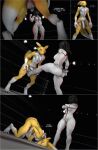 3d_(artwork) absurd_res alstri anthro ballbusting bandai_namco cock_and_ball_torture comic digimon digimon_(species) digital_media_(artwork) dominant dominant_female duo english_text female fight flaccid foreskin genital_torture genitals hi_res kick_in_the_balls male male/female nude penis renamon source_filmmaker text wide_stance