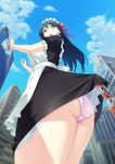  apron ass building city cleaning copyright_request from_below giantess highres maid maid_headdress open_mouth panties skirt skirt_lift solo teston underwear upskirt 