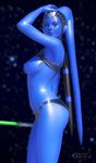  blue_skin breasts clothed clothing female gunnersteve3d lightsaber nipples skimpy solo star_wars sword tattoo thong twi&#039;lek twi'lek underwear weapon 