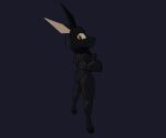 anthro black_body black_fur blender_(software) blockbench_(software) bovid caprine female fur gesture goat hi_res horn looking_at_viewer looking_back looking_back_at_viewer low_poly mammal neck_tuft simple_background solo sr_empanada thumbs_up tuft